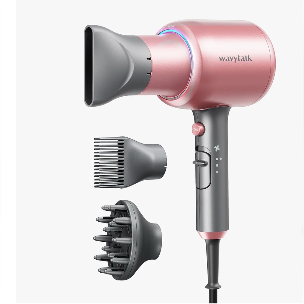 Wavytalk Pink Hair Dryer with Attachments